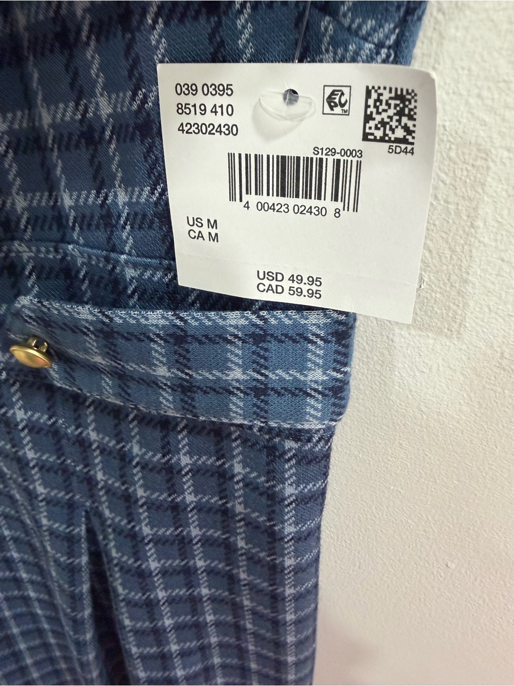 AEO Plaid Indigo Pinafore Mini Dress - Women size Large new - Picture 5 of 9